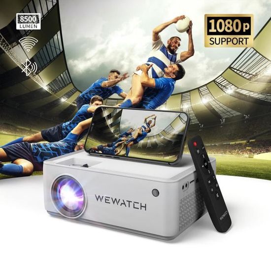 WEWATCH V10 Vidéoprojecteur Bluetooth WiFi - 8500 Lumens - Full HD 1080P - Mini Projecteur Portable