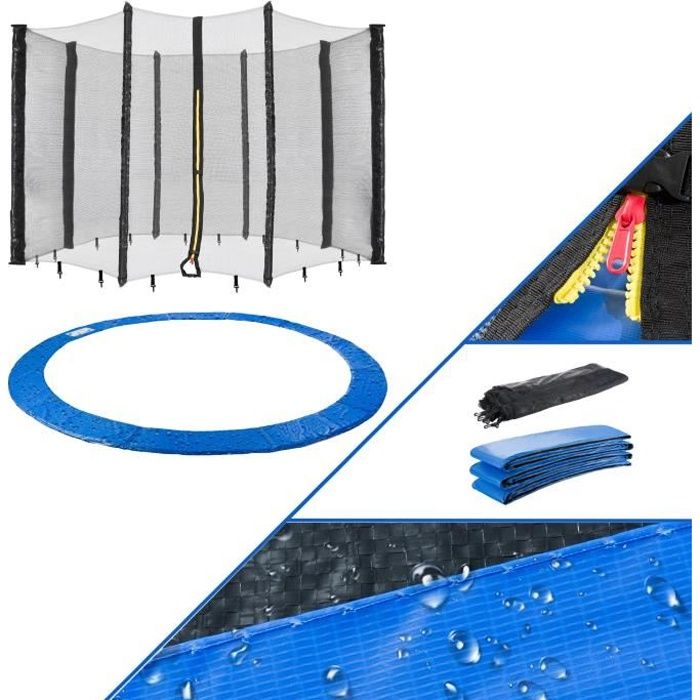 AREBOS 430cm Couvre-Trampoline + filet Convient pour 8 poteaux nets