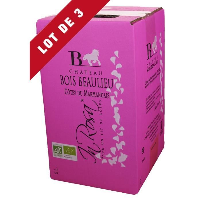 3X Bag-in-Box 5L Château Bois Beaulieu Rosé AOC Côtes du Marmandais - Vin Rosé