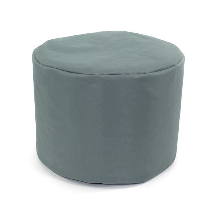 Pouf à Tout rond Intérieur-Extérieur (Diam.40x30cm) Gris