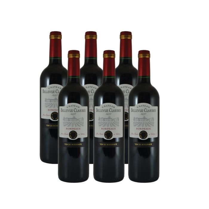 Château Bellevue Claribes 2017 - AOC Bordeaux - Vin rouge de Bordeaux - lot de 6 bouteilles 75 cl
