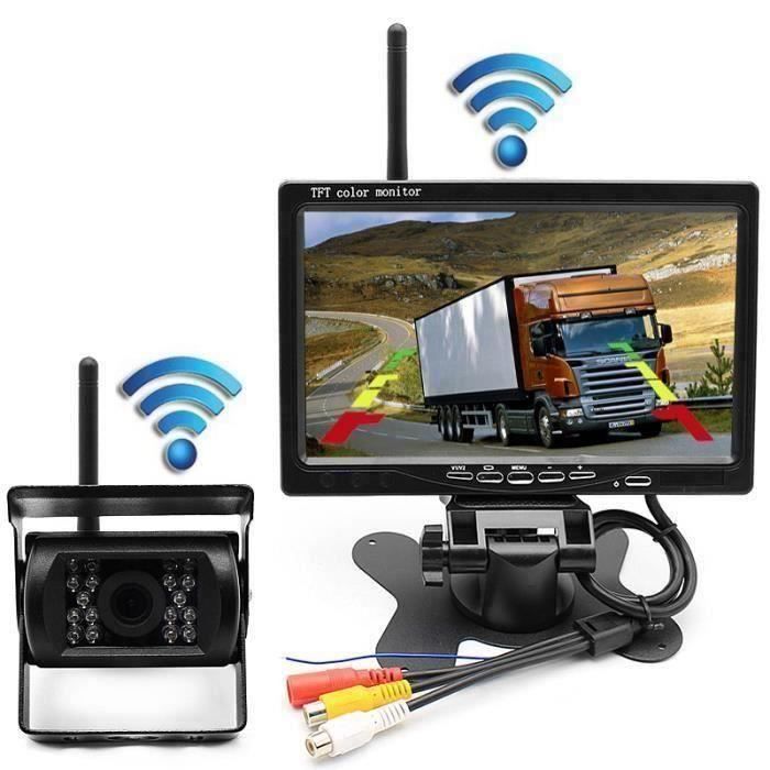 Nouvelle Caméra de Recul Sans Fil 7 Pouces HD LCD Ecran+Caméra de Voiture Etanche pour Camion RV Bus Remorque +Allume-cigare