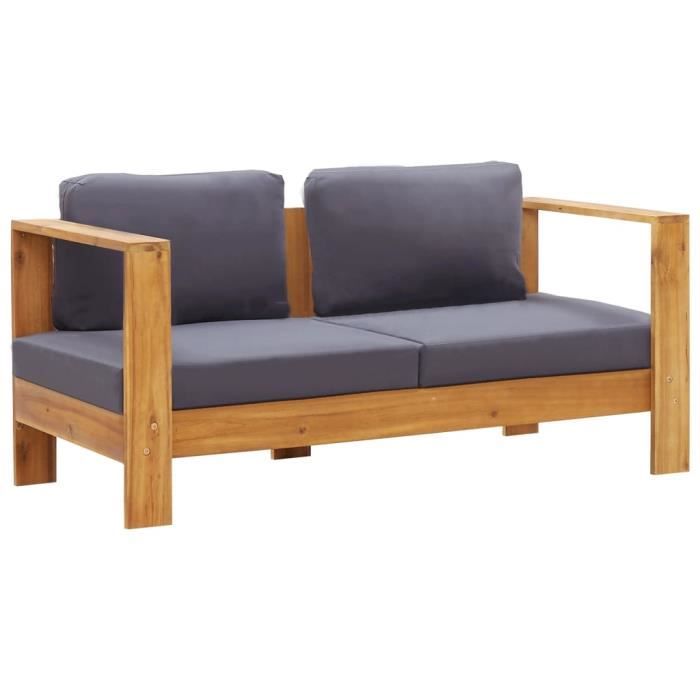 Banc de Jardin Terrasse Style Contemporain Banquette de Jardin Extérieure 2-3 Places à l’Extérieur avec coussins 140 cm Bois