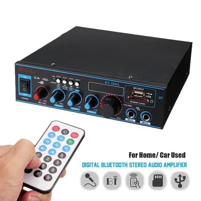 TEMPSA Bluetooth Amplificateur Hi-Fi Stéréo 12V - 220V FM USB SD MP3 Audio Lecteur - Ampli Maison Voiture Auto