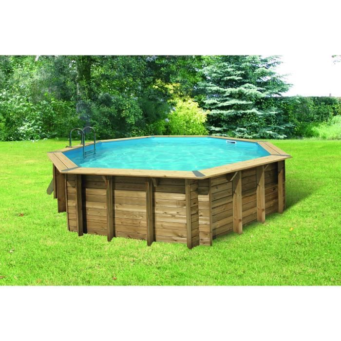 Ubbink Piscine bois Océa 580 H120cm - Liner Gris - Hors sol, semi enterrée ou enterrée - Garantie 15 ans