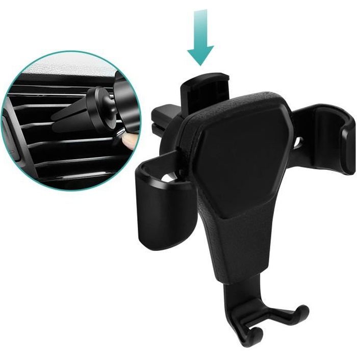 Support Voiture Universel Fixation grille d'aération Système de gravité - Noir