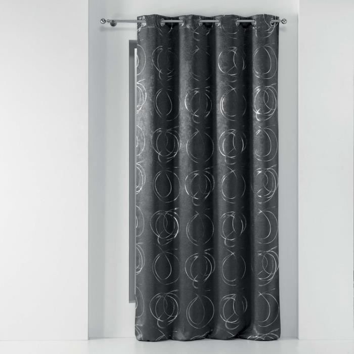 CDAFFAIRES-Rideau a oeillets 135x240 cm occultant Youpi Anthracite/argent