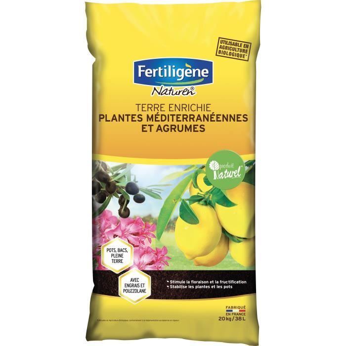FERTILIGENE Terre Enrichie Agrumes et Plantes méditerranéennes - 20kg