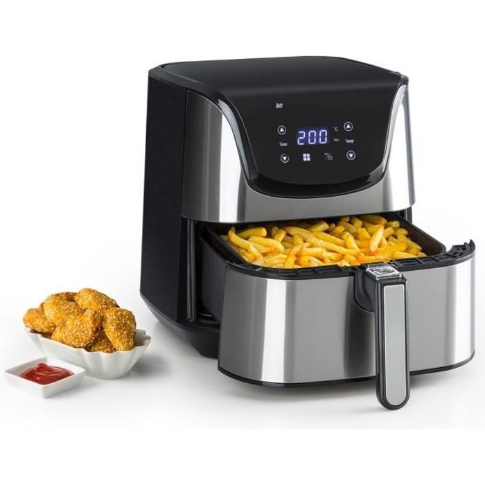 Klarstein Aero Vital deluxe Friteuse électrique à air chaud multifonction - cuisson saine sans huile - 5,4L - 1700W - inox argent