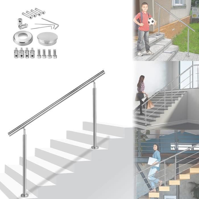 LARS360 Rampe d'escalier de 180 cm de diamètre, balustrade en acier inoxydable 0 traverses pour terrasse, escaliers de balcon