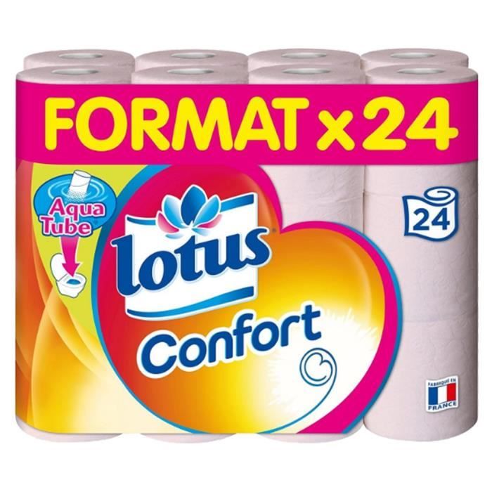 Lotus Confort Papier Toilette Aquatube 24 Rouleaux (papier rose)