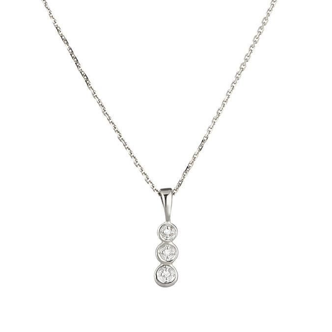 Pendentif Mini trilogy Or Blanc et Diamants - Réf. PE-DI823279K-B