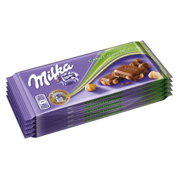 Milka Noisettes entières Chocolat 5 x 100g