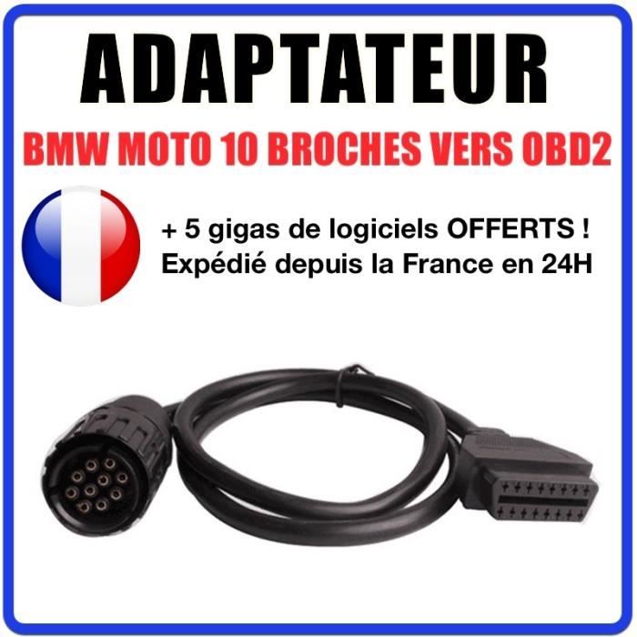 Prise OBD2 compatible BMW - 10 broches - Spécial Moto - Compatible GS-911