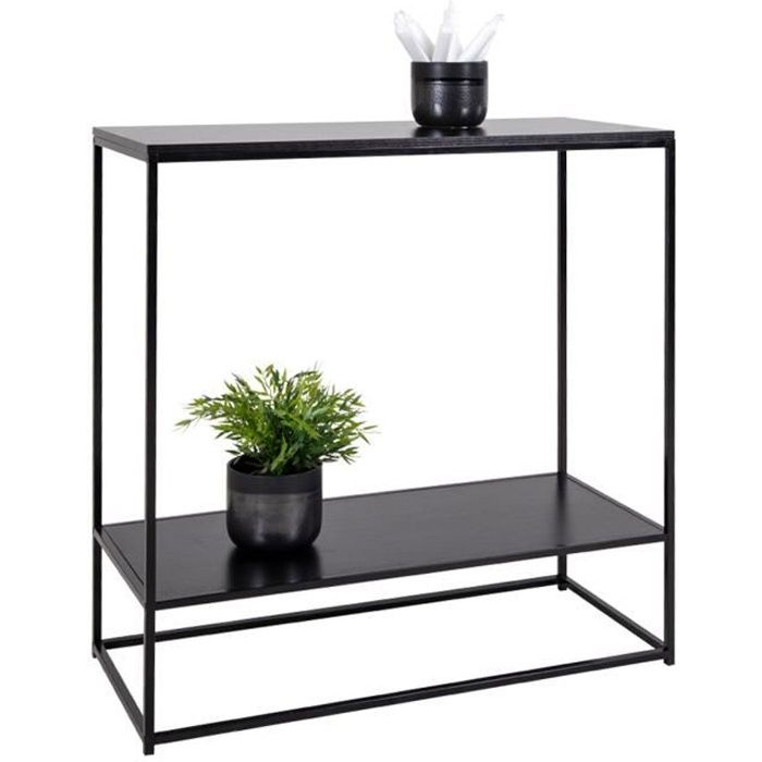 Table console coloris noir en acier - 36 x 80 x 80 cm
