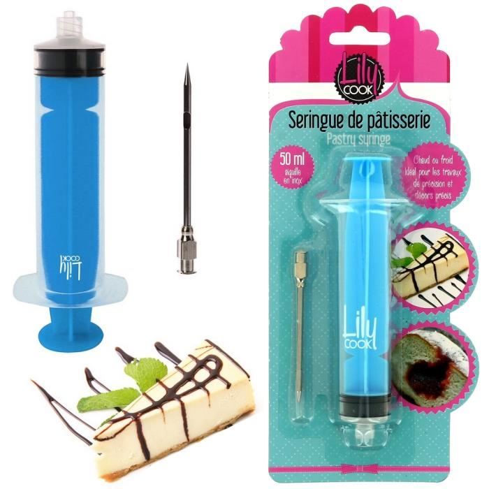 Seringue A Pâtisserie Lilly Cook Aiguille Inox Pour Préparation Décor Gâteau Bleu.