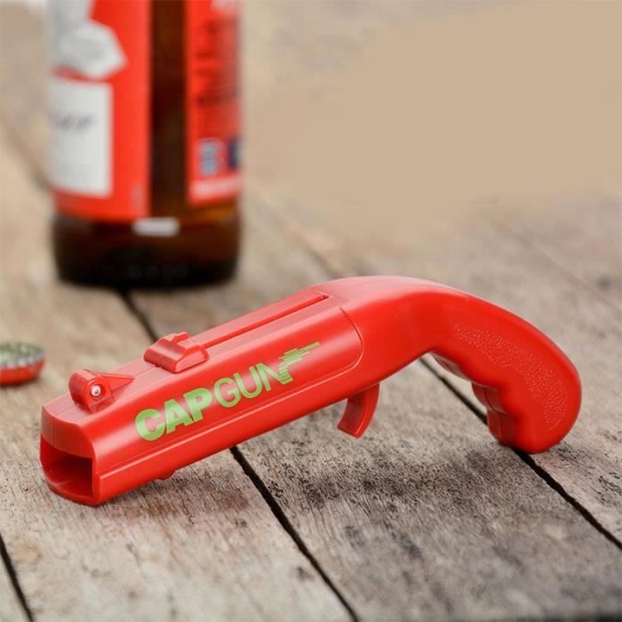 SHOP-STORY - Pistolet Décapsuleur Lanceur Ouvre Bouteille Bière - Rouge