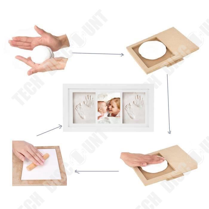 TD® Cadre photo Empreinte bébé bois plastique cadeaux mémoriser souvenirs bébé Cadre maison maison pour nouveaux nés chambre bébé