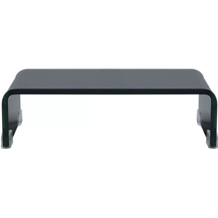 Meuble TV- Support Etagère en Verre pour Rehausseur moniteur d'ordinateur téléviseur 40 x 25 x 11 cm Noir