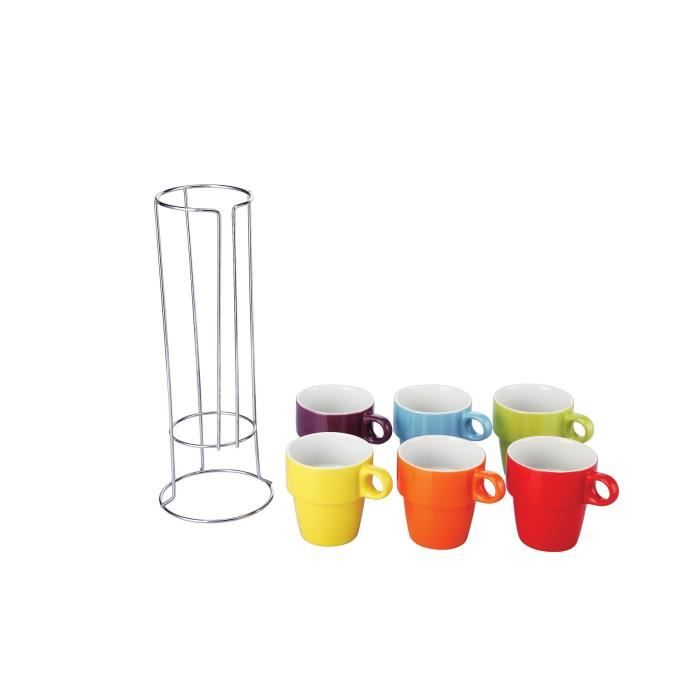 Couleurs 6 pièce Set de tasses avec socle 220ml tasses thé tasses à café