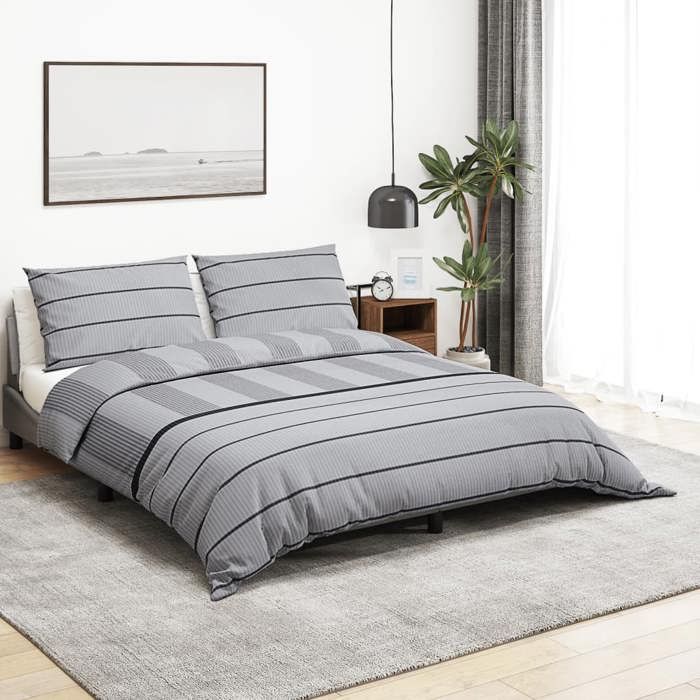 vidaXL Ensemble de housse de couette Gris 155x220 cm Coton 136440