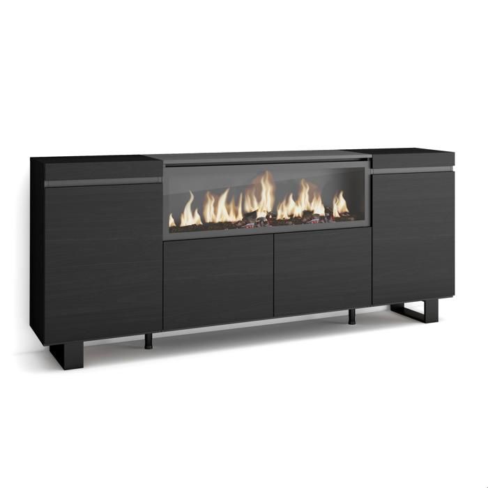 Buffet Bahut Enfilade 208x35x87 4 Portes 1feu électrique XXL couleur Noir RF3216 Buffet Bahut Enfilade 208x35x87 4 Portes 1feu électrique XXL couleur Noir RF3216