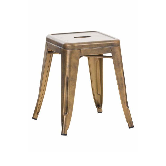 Tabouret bas hauteur 46 cm empilable design industriel en metal dore 10_0001141