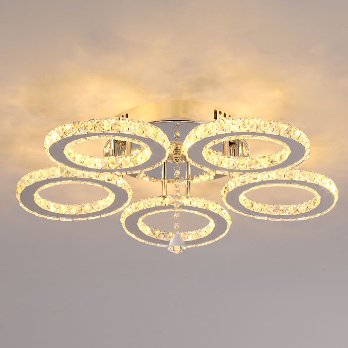 Lustre en cristal dimmable - Plafonnier LED - Pour le salon la salle à manger et la chambre à coucher