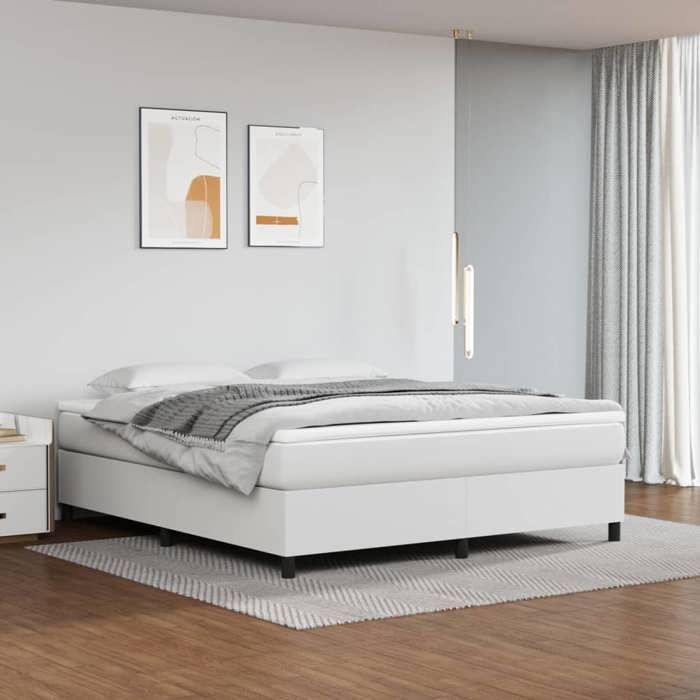 SALE 2025Structure/Cadre de lit - Lit 2 personnes - blanc 160x200 cm similicuir25.55 Kg 2532