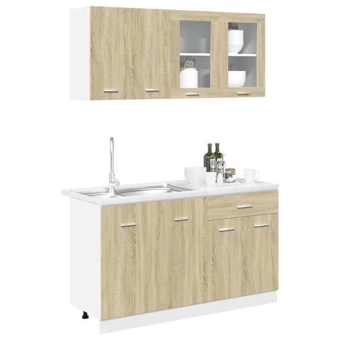 RemiseEnsemble darmoires de cuisine - 4 pcs - Cuisine complète/Meuble bas - chêne sonoma JILIMAISON2025 7809316