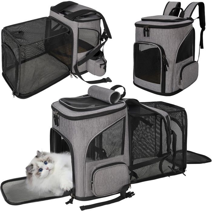 Comparer les prix de Sac à dos pour chats et petits chiens,sac à dos pour chat et chien,fenêtre en maille extensible et pliable,noir