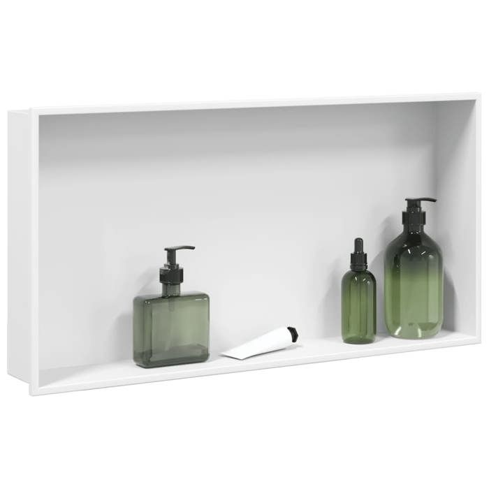 (ON SALE)Niche de Douche - Niche Salle de Bain blanc mat 62x32x9 cm acier inoxydable EU128547