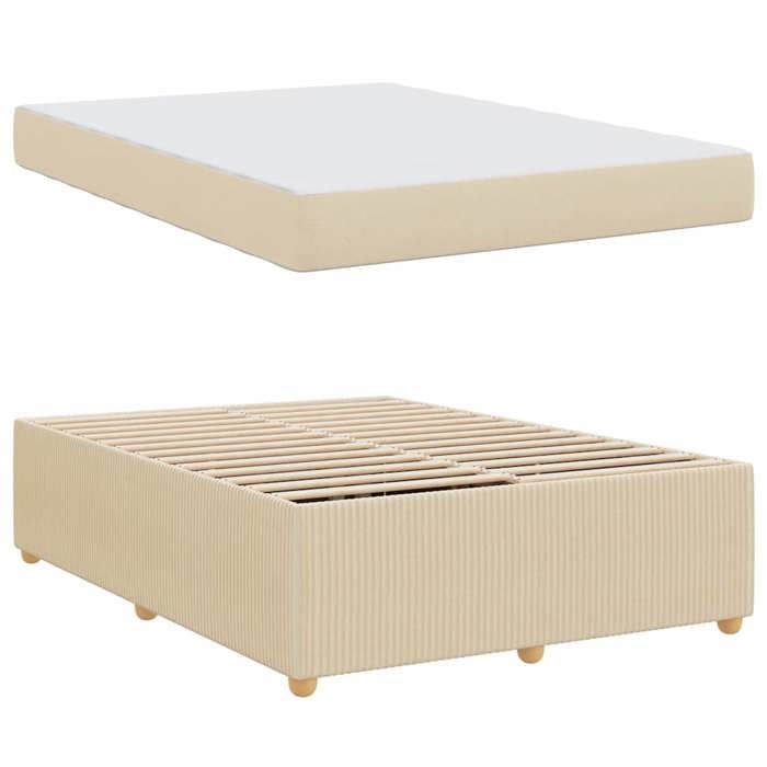 Lit 2 Personnes - KENNETH - Structure de lit Adulte/enfant - - avec matelas - avec matelas - Crème 160x200 cm - tissu LL5335