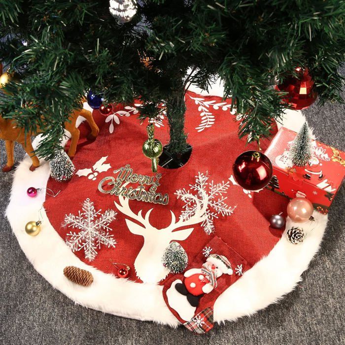 Mini Jupe De Sapin De Noël 38 Cm - Cache-Pied Déco Peluche Pour Petit Sapin