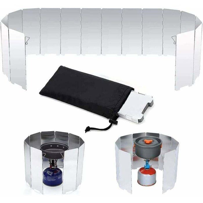 Pare-Vent Pliable Aluminium 16 Pers - léger camping randonnée pour réchaud Label