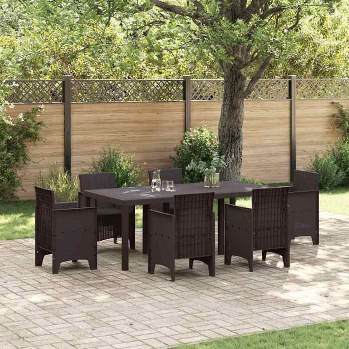 Table de jardin - vidaXL - Polyrotin - Marron - 200x100x73 cm