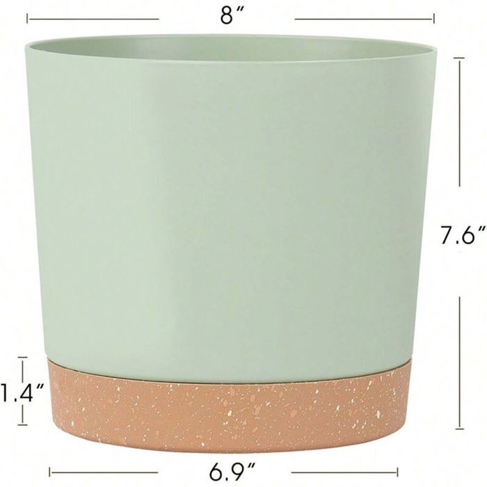 Jardinière en plastique avec bac dégouttement idéale pour lintérieur et lextérieur idéale pour la maison 20 cm blanc vert