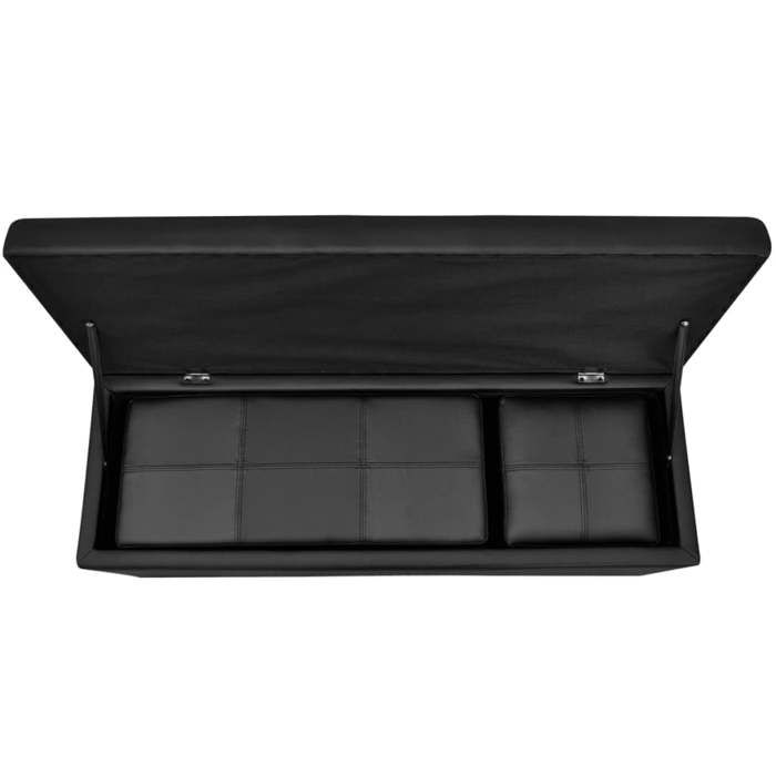Black Friday Set de Banc long de rangement - JILL - Meuble dentrée - en simili cuir Noir 115x38x44 cm - BB569
