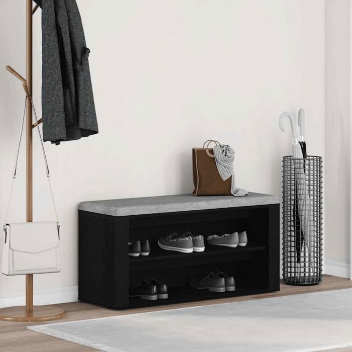 Banc à chaussures VIDAXL chêne noir 100x35x45 cm - 2 compartiments assise robuste