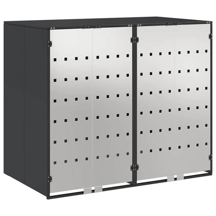 [9070366]Armoire pour poubelle dextérieur - Rangement de poubelle à roulettes pour 3 poubelles Anthracite Poids:47.6 Kg