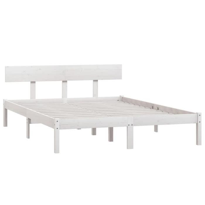 Blanc 120 x 190 cm - Lit Bois - Charge maximale 150 kg - Structure de lit - matelas non inclus - blanc bois massif 005_470698