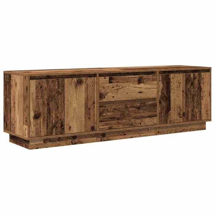 [51894]Meuble TV avec éclairage LED - TABLE TV Meuble HIFI de salon - vieux bois 160 5x41x50 cm Poids:39.2 Kg