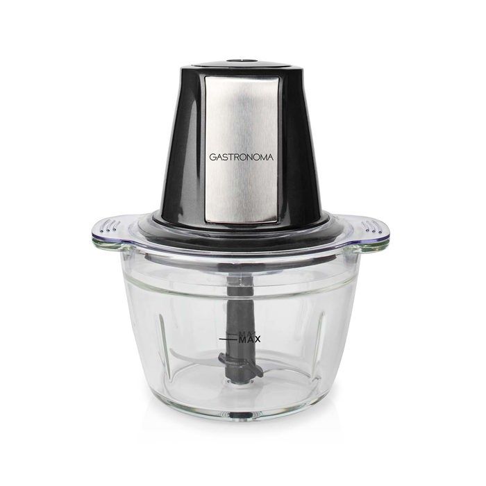 Gastronoma 18210101 - Mini hachoir - 500 W - 1000 ml - Bol en verre - Noir Inox - Gastronoma