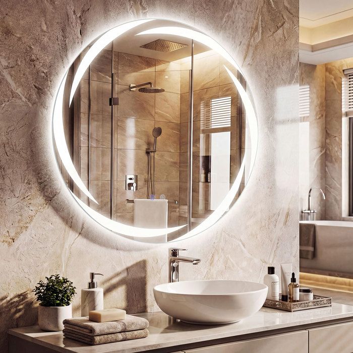 COSTWAY Miroir LED Salle de Bain Rond 80 x 80 cm - 3 Couleurs de Lumière Fonction Anti-Buée Fonction Mémoire pour Salle de Bain