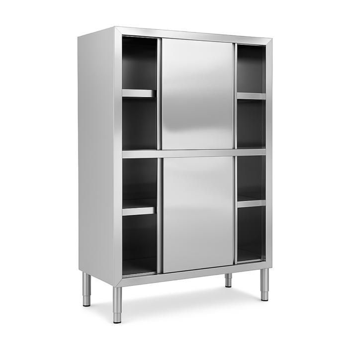 Armoire de rangement inox - 1000 x 500 x 1800 mm - portes coulissantes - pieds réglables - hygiène renforcée