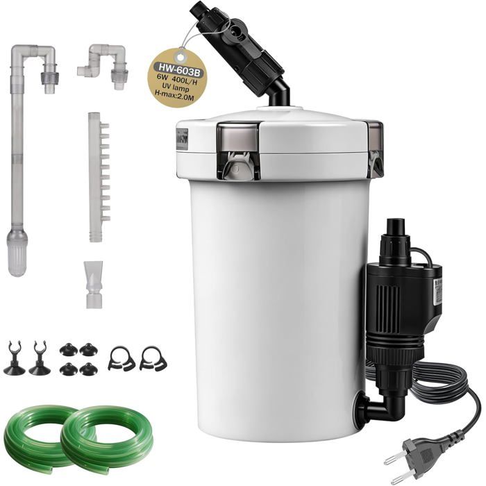 Comparer les prix de Filtre externe pour aquarium - ESTAMPILLE - Débit 400L/H - 6W - Pour réservoir jusquà 150L - Silencieux 35 dB