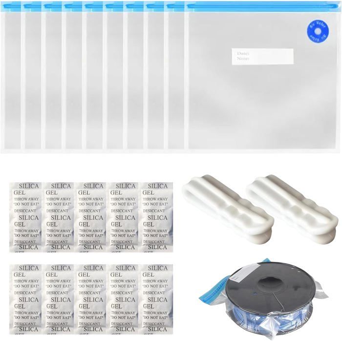 Sac sous vide pour filament 3D - ESTAMPILLE - 10 pièces - 34x30 cm - Réutilisable - Étanche - Anti-humidité - Nylon
