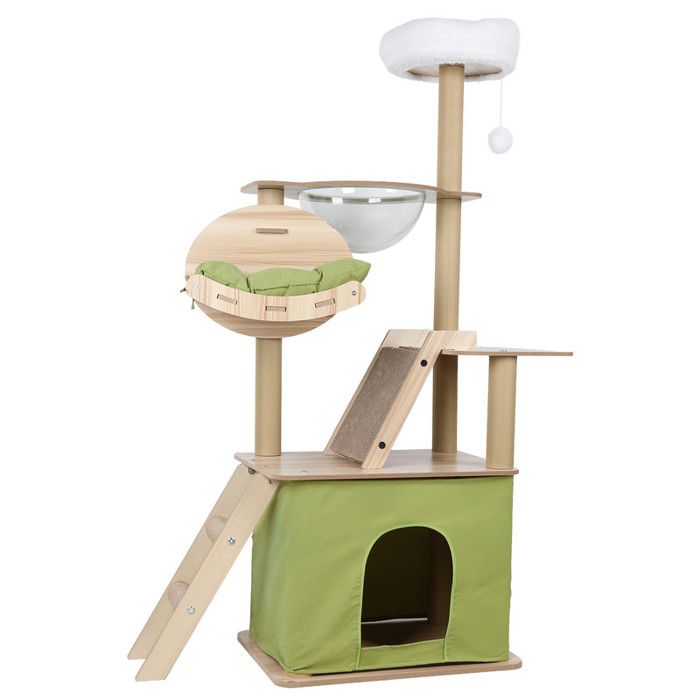 Meilleurs prix pour Tour arbre à chat – FIANAO – 145 cm – Bois – Capsule transparente – Hamac – Griffoirs sisal – Plateformes multiples