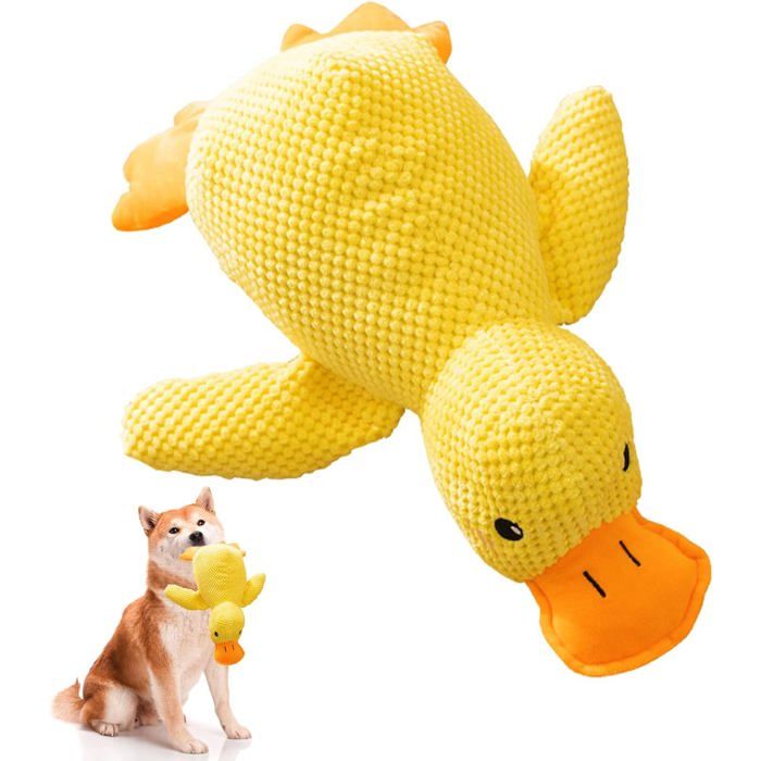 Peluche - ESTAMPILLE - Canard - Jaune fluorescent - Indestructible - Couineur intégré