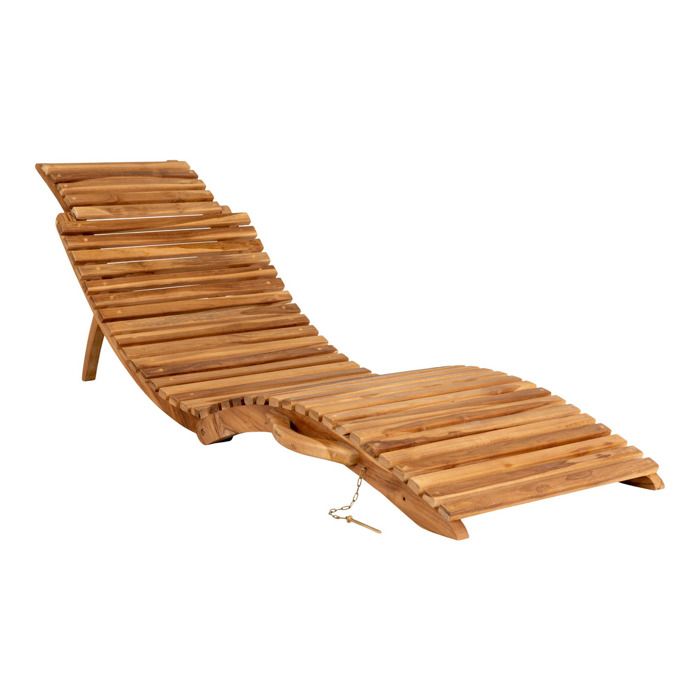 Chaise longue de jardin Arrieta en teck naturel - Réf. VK8681847490968